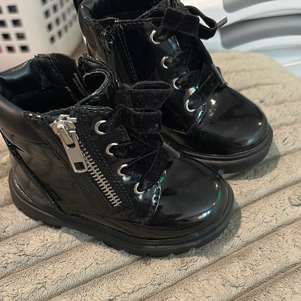 Black Kids Boots with Zipper